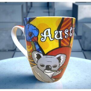 Australian Wildlife Ceramic Mug With Colorful Design & I Love AUS Text